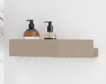 Estante de ducha beige, organizador de baño de acero inoxidable, estante flotante minimalista estilo granja moderna, DOCIA