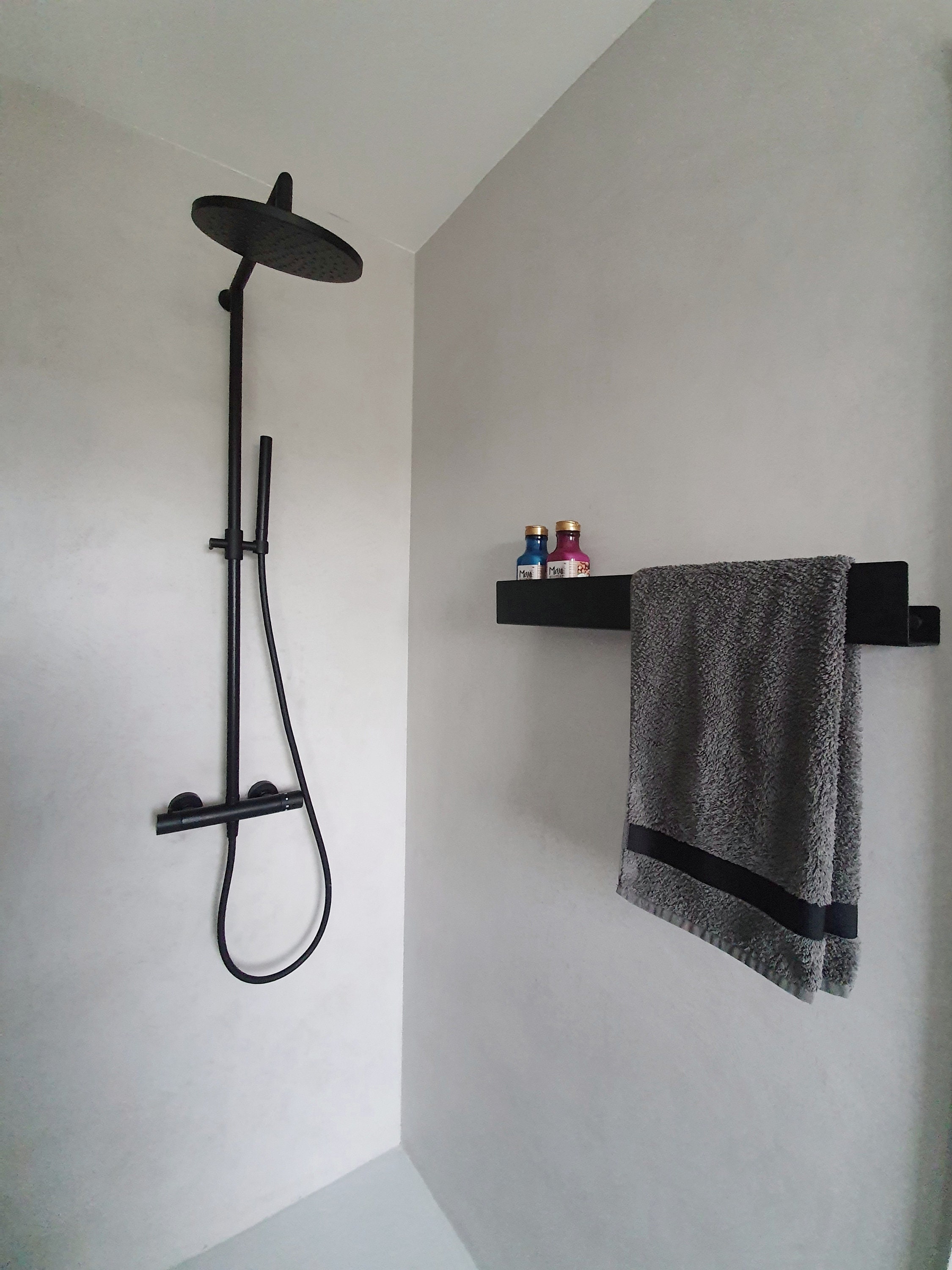 Modern Bathroom Shelf, Industrial Bathroom Black Shower Shelf