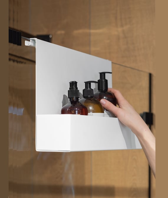 White shower online caddy with hook