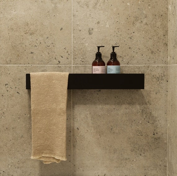 Modern Black Shower Shelf Isla 60 Cm Bathroom Shelves, Shower