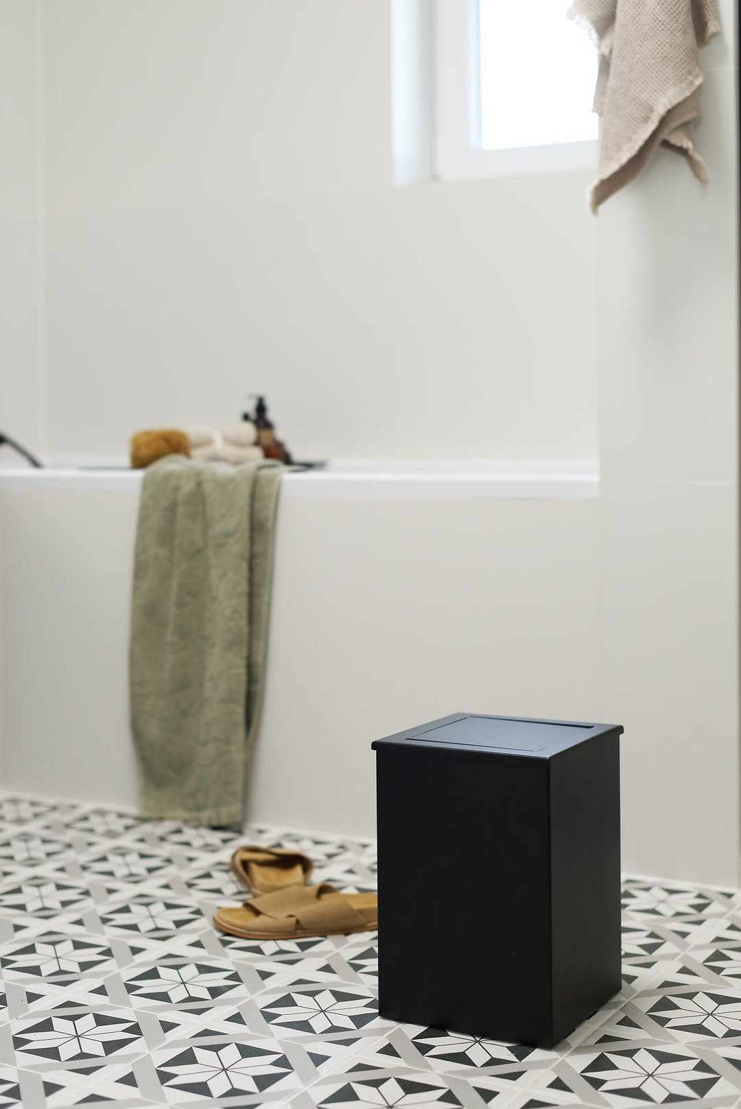 Black Modern Bathroom Bin BORGO Bathroom Rubbish Basket - Etsy