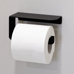 Black Toilet Paper Holder With Shelf Toilet Roll Holder Black Minimalist  Bathroom Decor 