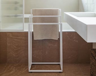 Modern White Freestanding Towel Rack Welded APPENA