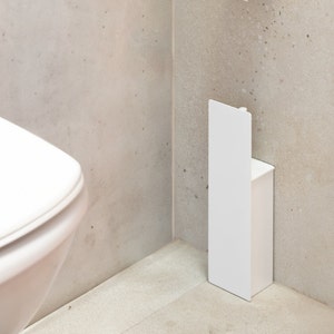 Porta scopino bianco, scopino WC semplice, accessori da bagno in acciaio, porta scopino minimalista Scopino estetico, scopino e supporto immagine 4