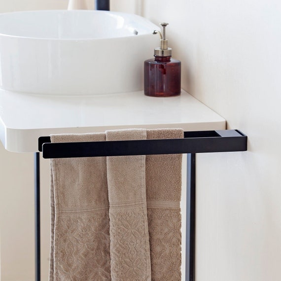 Colgador de toallas doble negro para baño moderno, accesorios de
