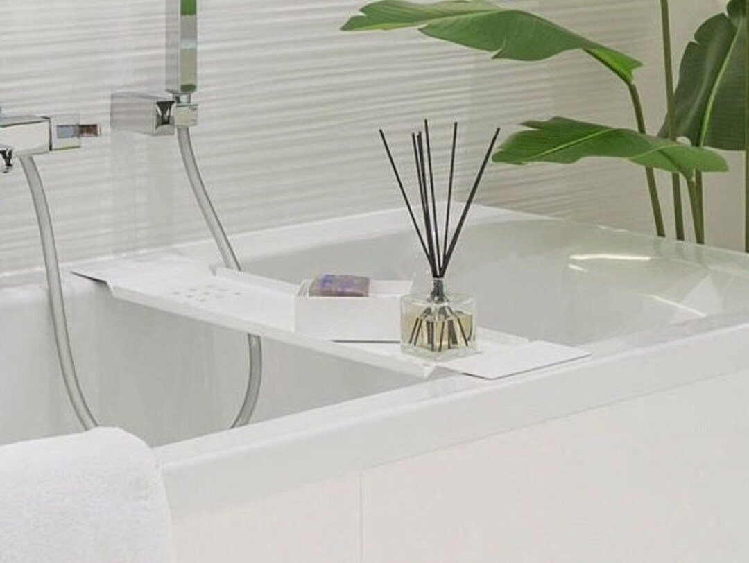 White Modern Bathtub Tray Elegant Bathtube Caddy Trays Etsy