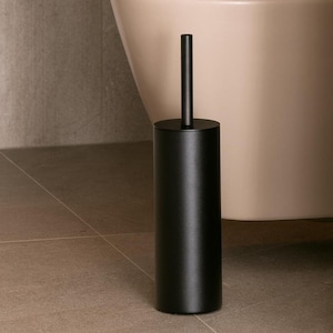 Modern Black toilet brush and holder, Free-standing toilet brush, WC brush, Aesthetic brush toleit brush, bathroom toilet bowl brush EQULA