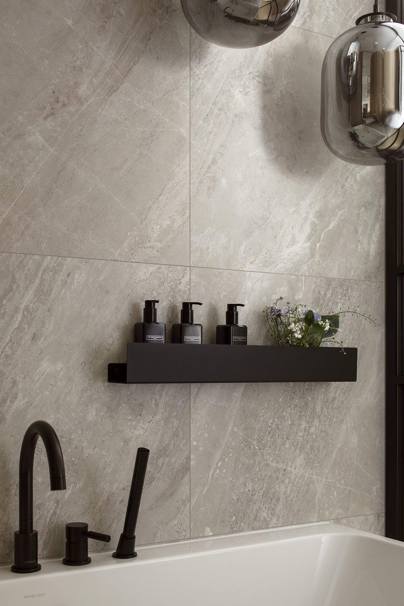 Black Shower Shelf, Stainless Steel Bathroom Caddy, Minimalist Floating Shelf Modern Farmhouse, DOCIA image 20
