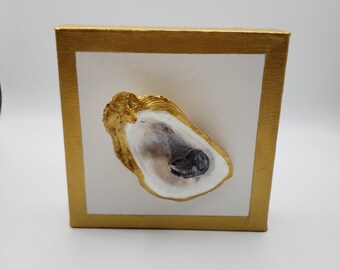 Louisiana Oyster Shell Painted on 6x6 Canvas