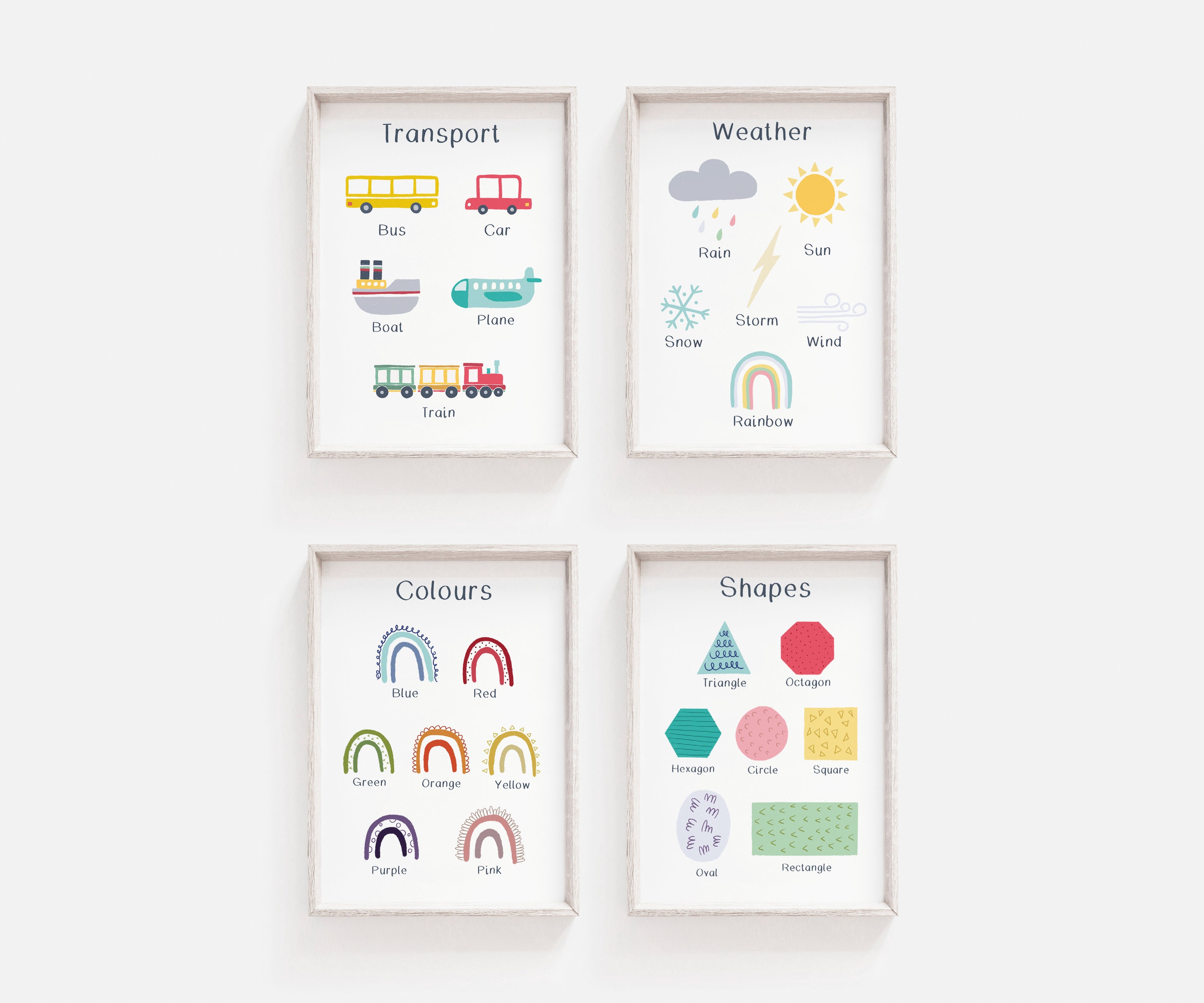 Shapes educational print Nursery wall art preschool | Etsy