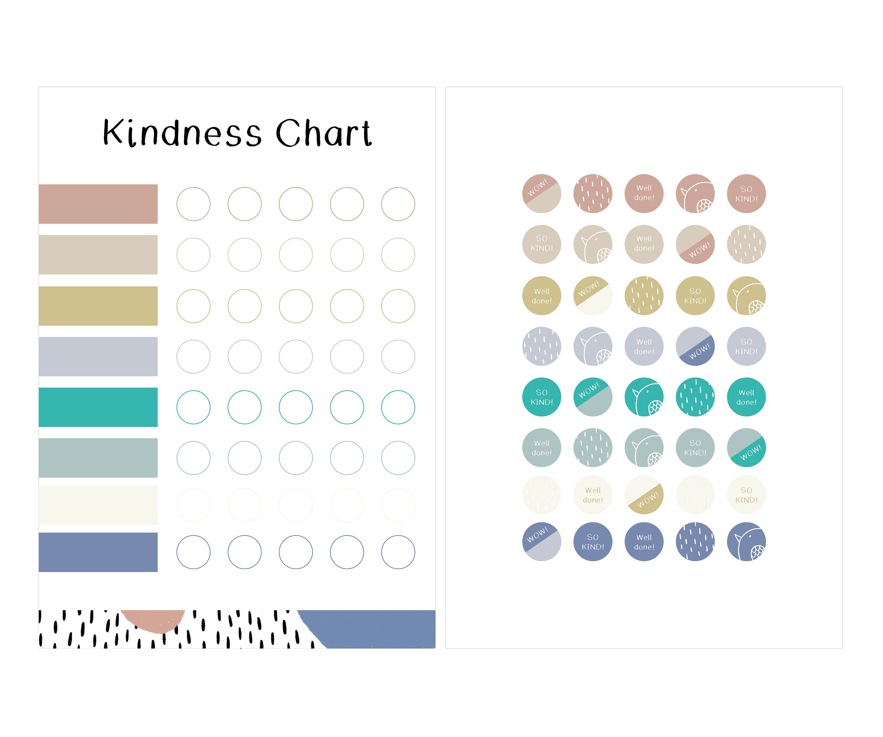 Kindness sticker chart Kids daily kind acts Printable | Etsy