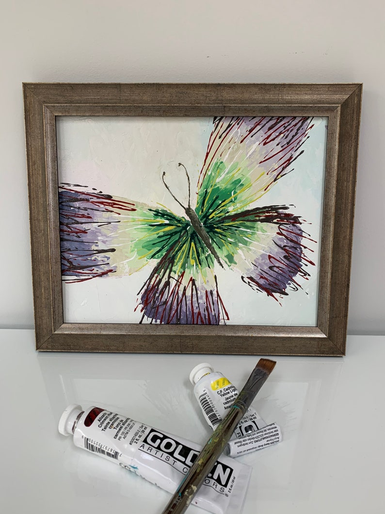 8x10 Original Textured Painting Splatter Butterfly Etsy