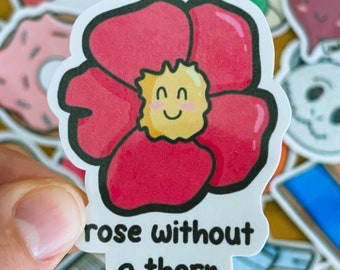 Rose Without Thorn Waterproof Vinyl Sticker