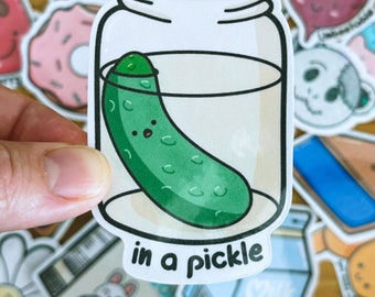 In a Pickle Funny Food Vinyl Sticker