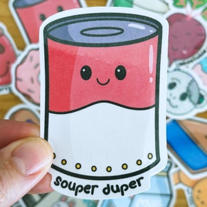 Adesivo per bottiglia d'acqua, adesivo "Souper Duper Kawaii Soup", adesivo carino per laptop, diario, bicchiere, regalo di cancelleria