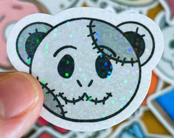Holographic Gothic Skeleton Panda Vinyl Sticker