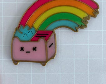 Rainbow Dumpster Fire Kitty 3D Printed Pin