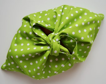 100% Cotton Bread Bag Bento Lunch Box Zero Waste Kitchen Reusable Storage Bag Polka Dot Fabric Pattern