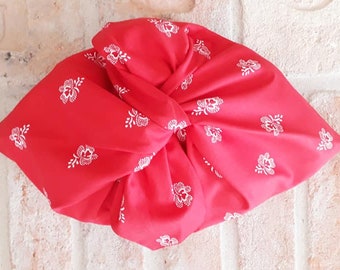Red Floral Zero-Waste Bread Bag – Eco-Friendly, Reusable Cotton Storage for Fresh Bread
