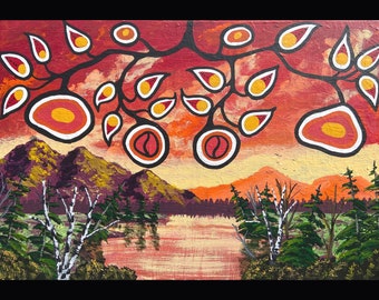 Anishinaabe Blumendruck, Originale Landschaftskunst (8.5x11)
