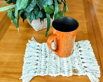 Boho Crocheted Mug Rugs for Kitchen, Family Room, Office, or Bedroom Decor, Set of 2 Coasters, Housewarming or Anytime Gift