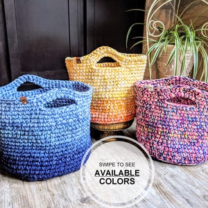Crochet Basket, One of a Kind Home Decor, Storage, Organizer for Toys, Projects, Mom Gift, Ombre Style Handmade Basket