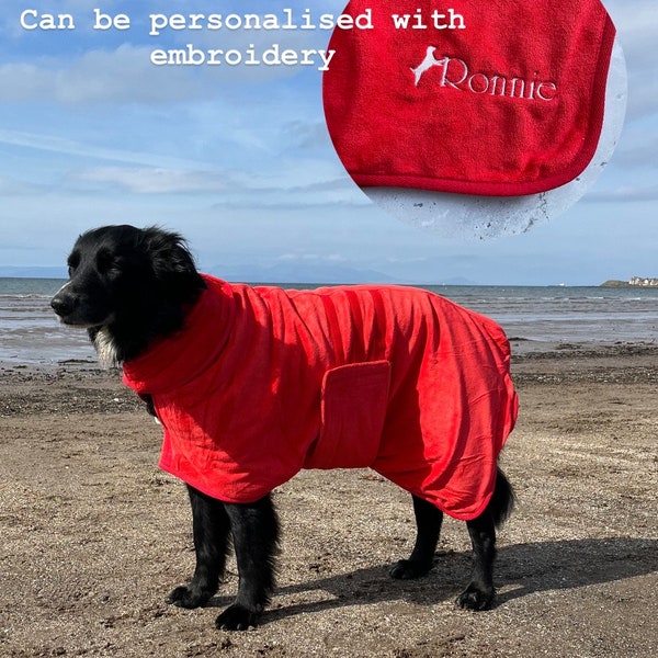 Personalised dog drying robe | Dog Coat | Super Absorbent Quick Drying | XXL