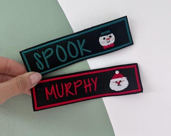 Christmas Embroidered Dog Harness Patch | Custom Name Patch | Personalised Info Patch | Dog Contact | Julius K9 | Santa Dog