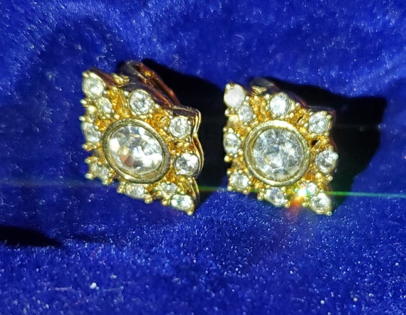 Vintage GIVENCHY Swarovski Crystal clip-on earrin… - image 1