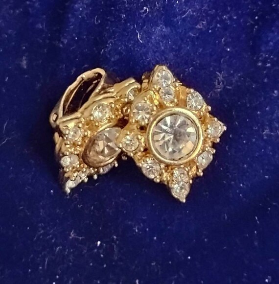 Vintage GIVENCHY Swarovski Crystal clip-on earrin… - image 2
