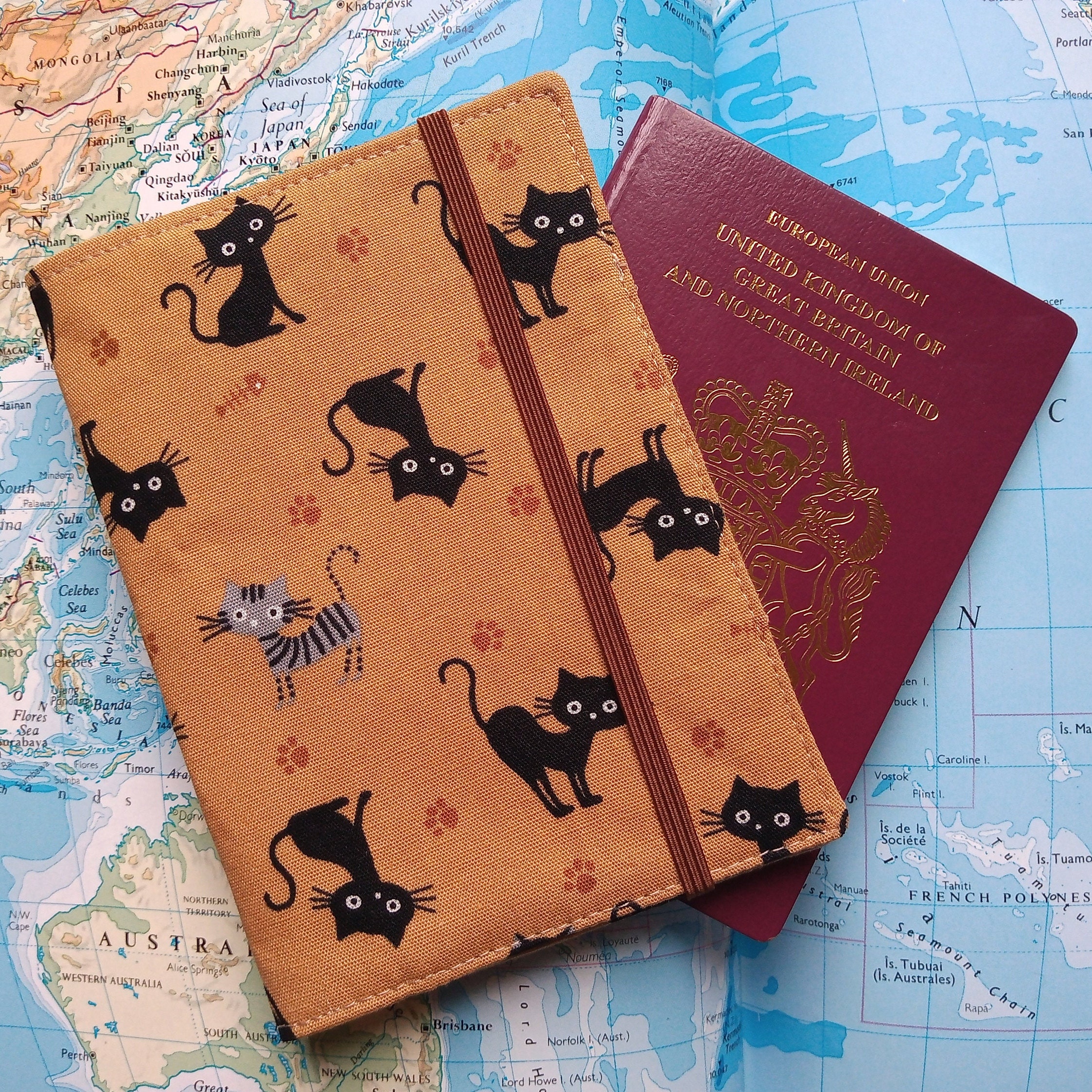 Cat & Dog Quttie Couple Vegan Eco Leather Passport Cover for Family 