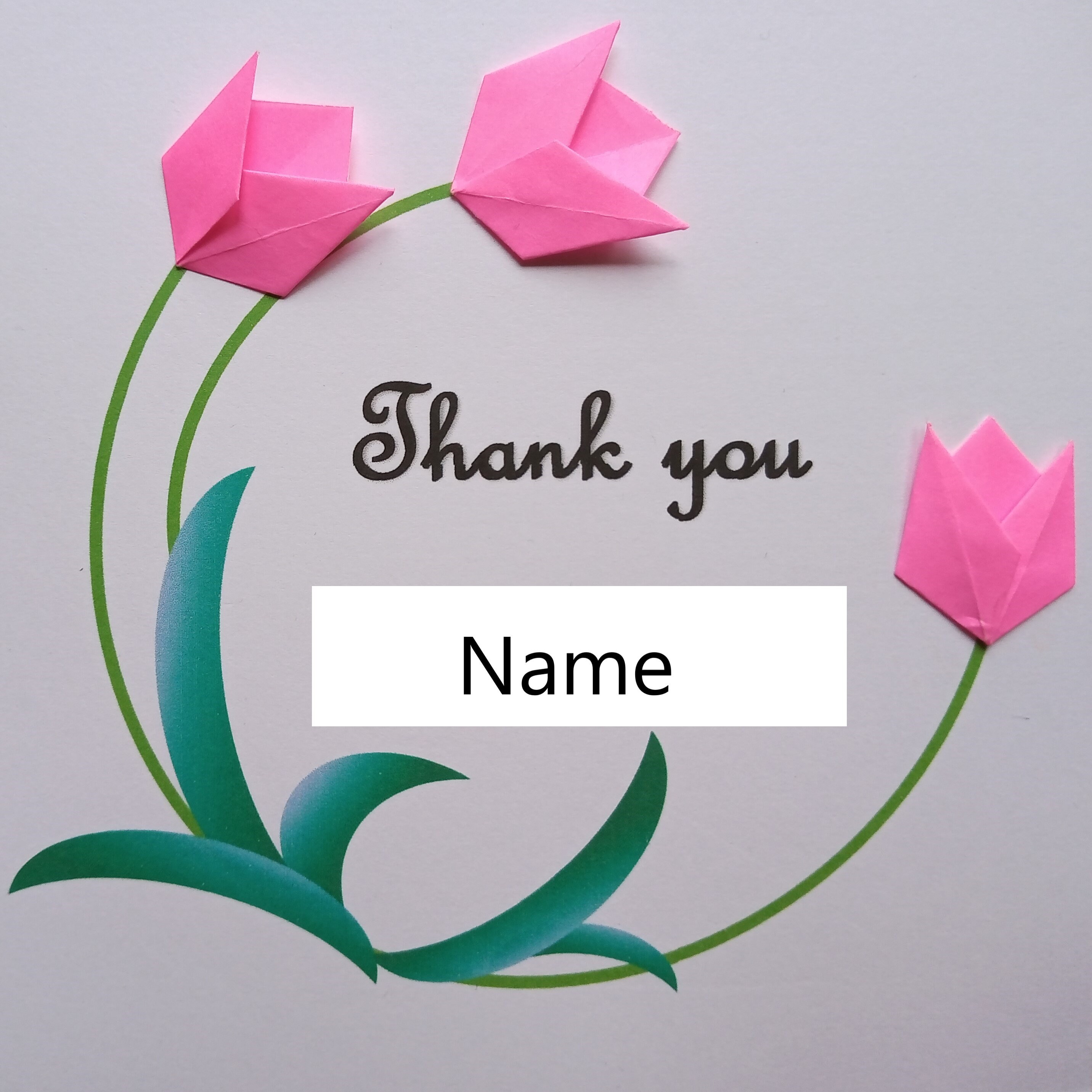 Personalised Thank you card Origami tulip card origami Etsy España
