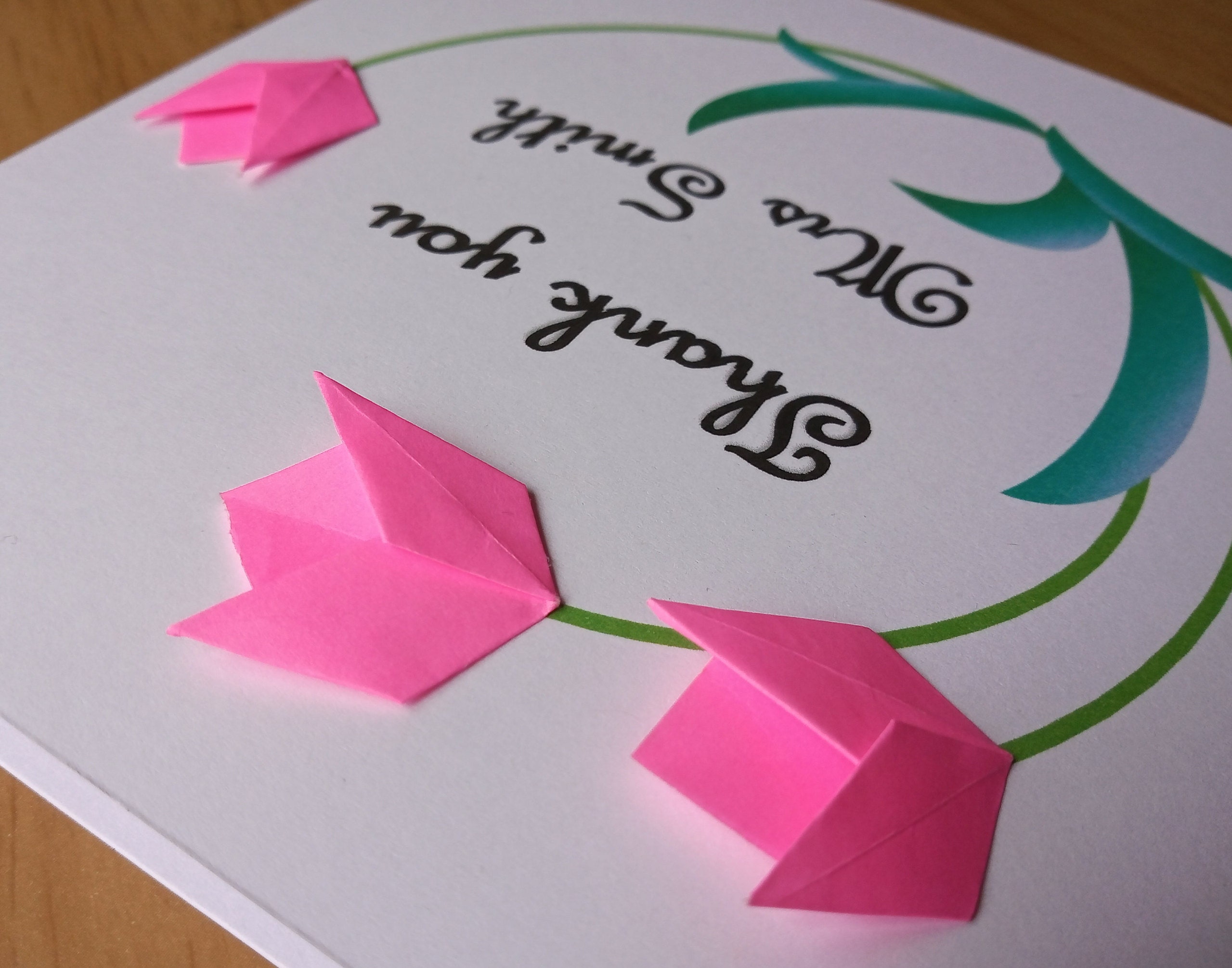 Personalised Thank You Card Origami Tulip Card Origami Etsy UK