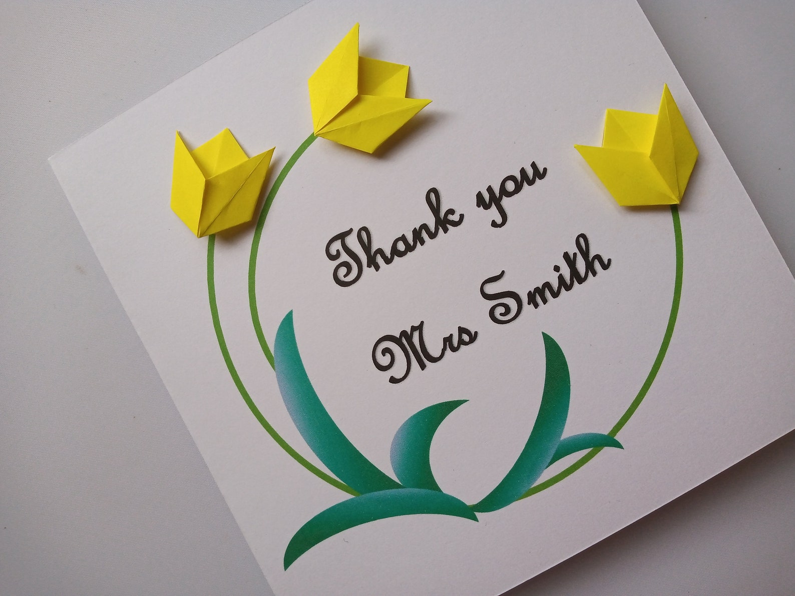 Personalised Thank you card Origami tulip card origami Etsy