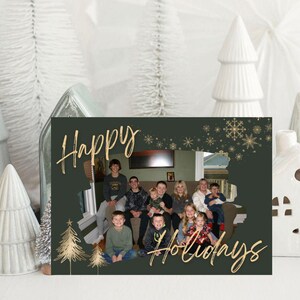 Happy Holidays, Canva Christmas Card with Photo Template Printable Xmas Card Photo Holiday Card Editable New Years Card with Picture