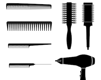 Comb Svg, Hair Brush Svg, Hair Stylist Tools Svg, Brush Svg, Hairdryer Svg, Cut Files for Cricut and Silhouette