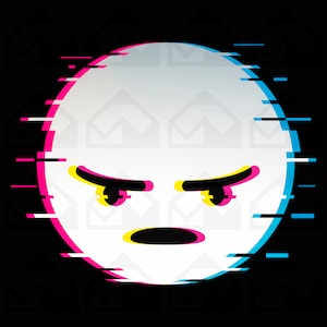 Angry emoji png, glitch effect, digital download
