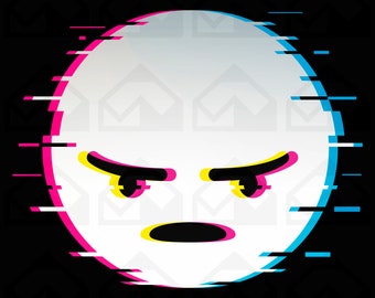 Angry emoji png, glitch effect, digital download