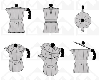 Moka Pot Bundle SVG, coffee-maker SVG, Coffee Lover SVG, Cappuccino Svg, Cut Files for Cricut and Silhouette, Vector File