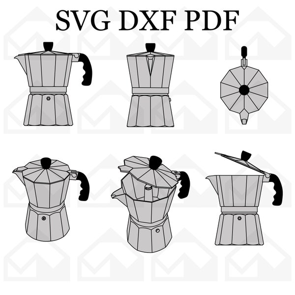 Moka Pot Bundle SVG, coffee-maker SVG, Coffee Lover SVG, Cappuccino Svg, Cut Files for Cricut and Silhouette, Vector File