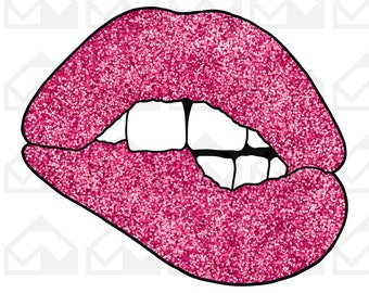 Red glitter lips png, instant download
