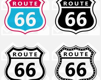 Route 66 Road Sign Svg, Pdf Png Eps, Route 66 cut files for Cricut and Silhouette, Route 66 decal sticker vinyl pin