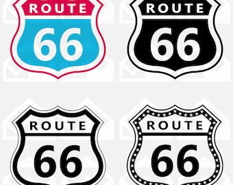 Route 66 Road Sign Svg, Pdf Png Eps, Route 66 cut files for Cricut and Silhouette, Route 66 decal sticker vinyl pin
