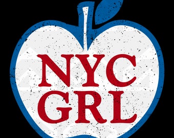 New York City Girl Vintage PNG transparent background, Big Apple Girl PNG t-shirt retro style, Graphic Woman Tee, Quote PNG Mug