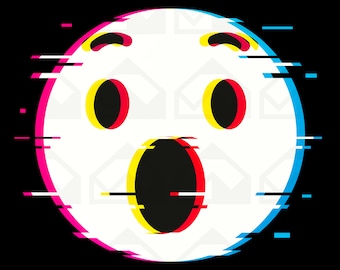 Emoji surprised png, glitch effect, digital download