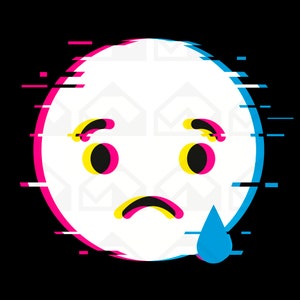 Emoji crying png, glitch effect, digital download