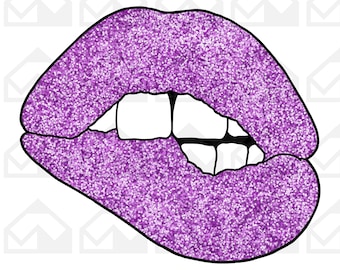 Purple glitter lips png, instant download