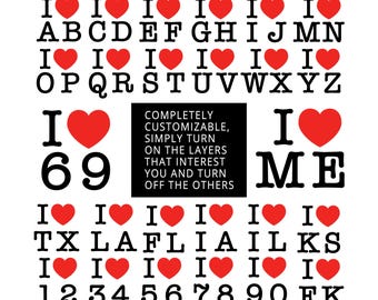 I Love-customizable Svg Pdf Eps – Minimalist City Love Poster, Digital Wall Art - I Love Bundle