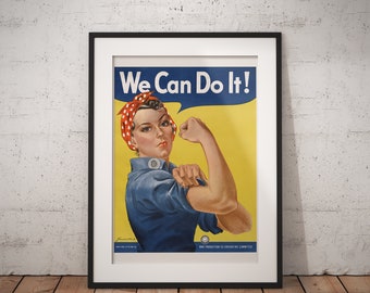 We Can Do It, Rosie The Riveter, War Propaganda Poster, High quality image, Instant Download, retro style poster,High Resolution Jpeg