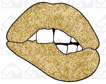 Gold glitter lips png, instant download